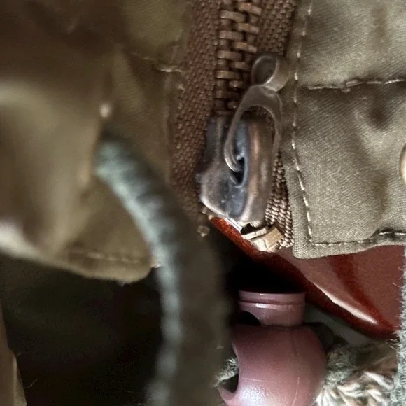 Express French Country Olive‎ Green Hooded Faux Fur Lined Jacket Size S - Picture 7 of 10